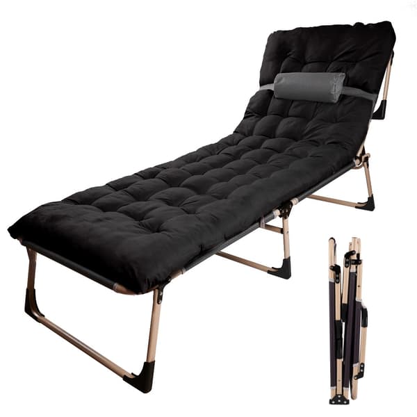 Fällbar campingbädd 193x66 cm med madrass & kudde, 120 kg