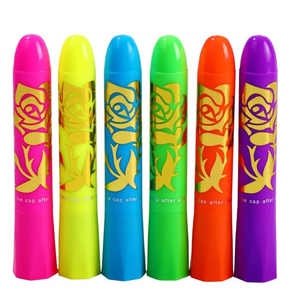 Neon ansigtsmalingspenne 6-pack fluorescerende UV-makeup til børn