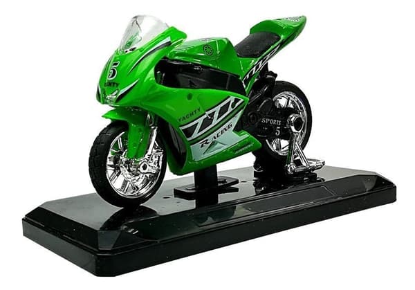 Sportmotorcykel leksak 1:18 med ljud och pull-back, slumpfärg