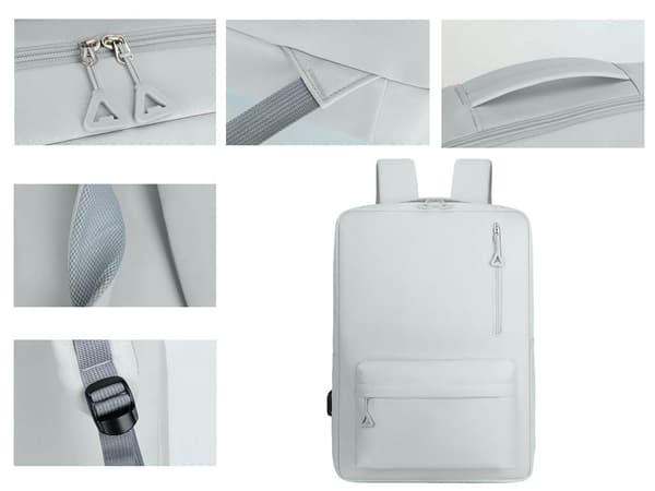 Reppu USB-portilla ja läppärilokerolla 18–20 L, harmaa polyesteri Grey