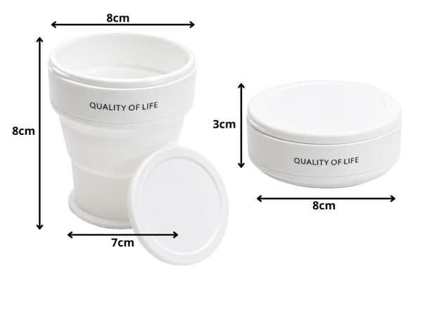 Sammenklappelig silikonekop med låg 200 ml hvid