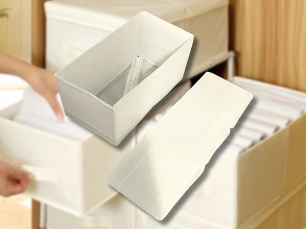 Opbevaringsorganisator til undertøj/strømper 28x14x13 cm polyester hvid