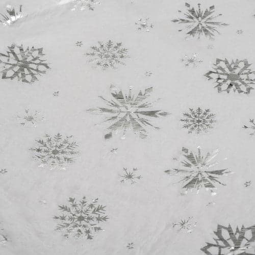 Julgransmatta vit/silver 78 cm polyester med stjärnor och snöflingor