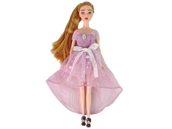 Dukke 30 cm med kat og tilbehør, lang kjole med tiara, 3+
