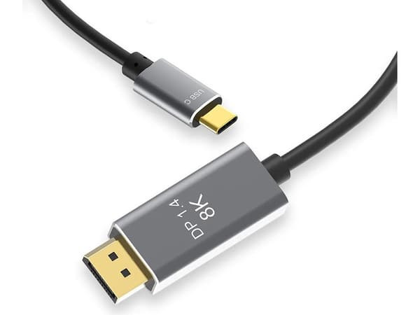 DisplayPort 1.4 - USB-C -kaapeli 1,8 m 8K 60 Hz kultapinnoitettu