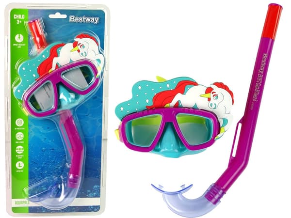 Dykmask och snorkelset barn unicorn-design med UV-skydd