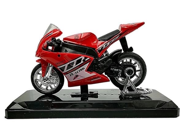 Sportmotorcykel leksak 1:18 med ljud och pull-back, slumpfärg