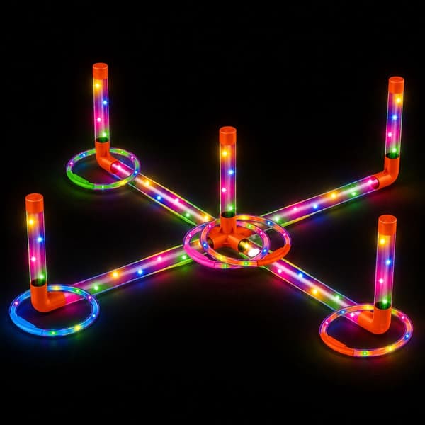 LED ringkastningsspel med 8 ringar och 5 stolpar, 3 ljuslägen
