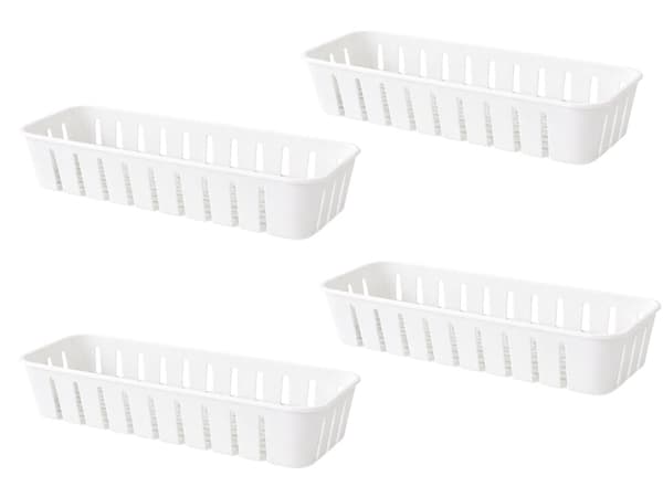 Opbevaringsboks med låg 4 rum 29,5x22x7 cm plast transparent/hvid
