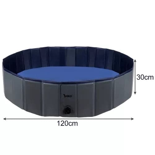 Hundpool fällbar 120x30 cm 300 l med avloppsventil halkfri botten