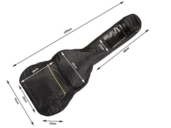 Guitar-etui til akustisk guitar i polyester sort 105 cm med lommer