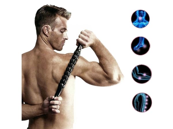 Massage roller med 9 rullar för rygg/ben plast svart 42 cm