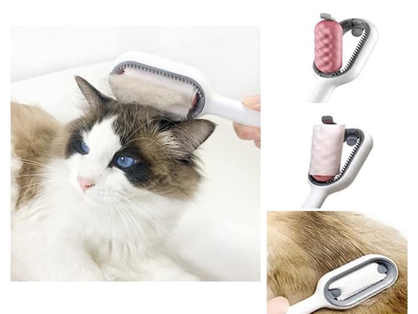 3-i-1 pelsbørste hund/kat silikone 19 cm til våd/tør pelspleje