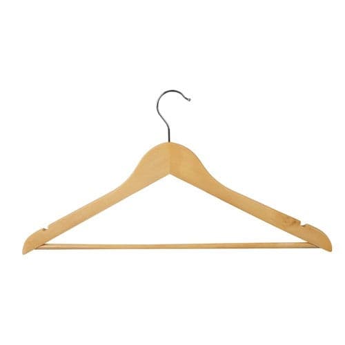 Puiset vaatehenkarit 10-pack housutangolla ja lovilla ruskea 44,5 cm