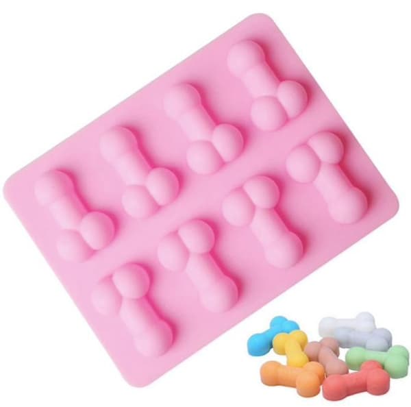 Silikonform til isterninger penisform LFGB fødevaresikker 18,5x14 cm Pink