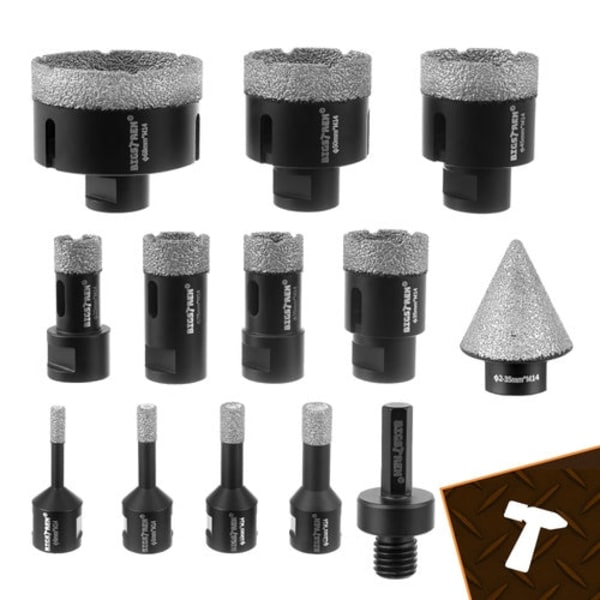 Diamantborekopper sæt 13 dele 6-68 mm til sten/keramik/granit/beton