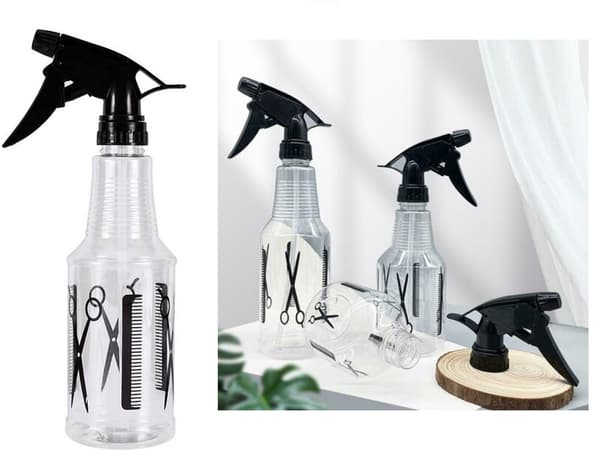 Sprayflaska för hår 250 ml transparent plast med finfördelad mist