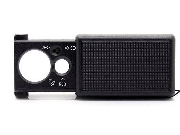 Juvelerlupe 30x/60x med LED og UV, inkl. batterier