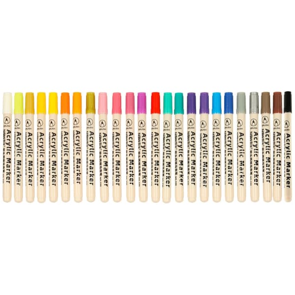 Akrylmarkers 24-pack vandbaserede med smal spids til sten/glas/tekstil