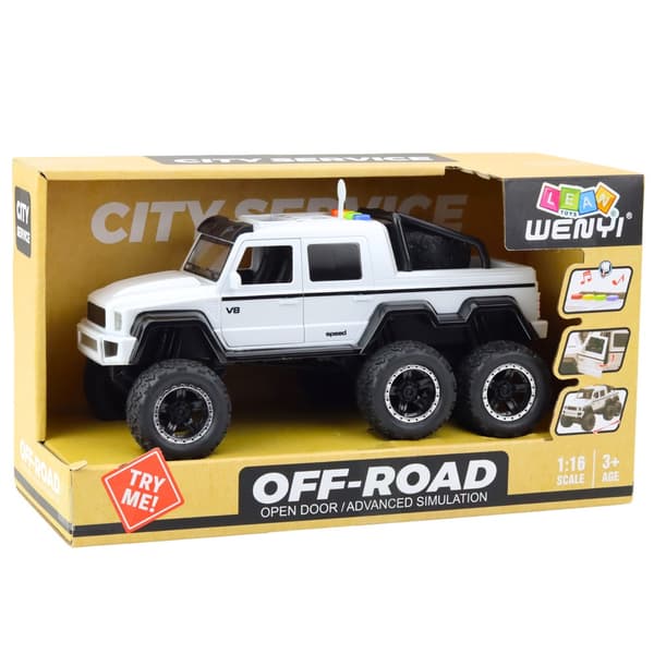 Off-road pickup -leluauto 6x6 äänellä/valolla, kitkaveto 25,5 cm