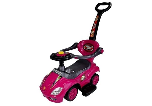 3-in-1 ajettava auto lapsille, vaaleanpunainen