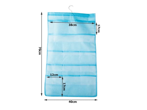 Hængende garderobeorganizer 22 lommer blå 70x40 cm