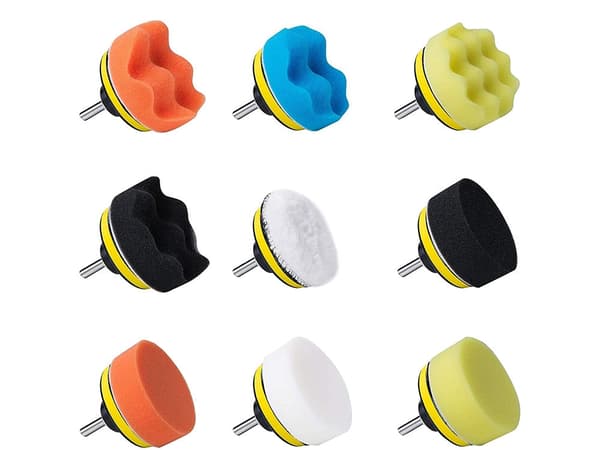 Poleringssvampar för borrmaskin 80 mm 8-pack med polerull M10-adapter