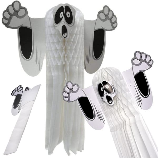 Hængende Halloween-spøgelse 3D papirsdekoration hvid 36 cm foldbar