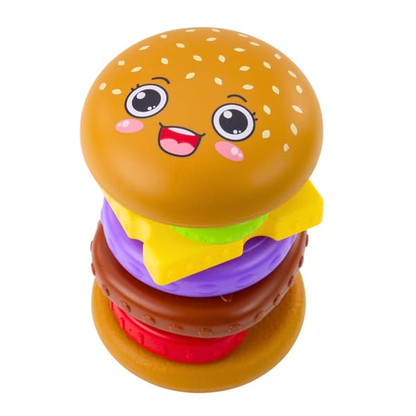 Hamburgerpuslespil legetøj 7 dele i plast, 18,5 x 12 cm