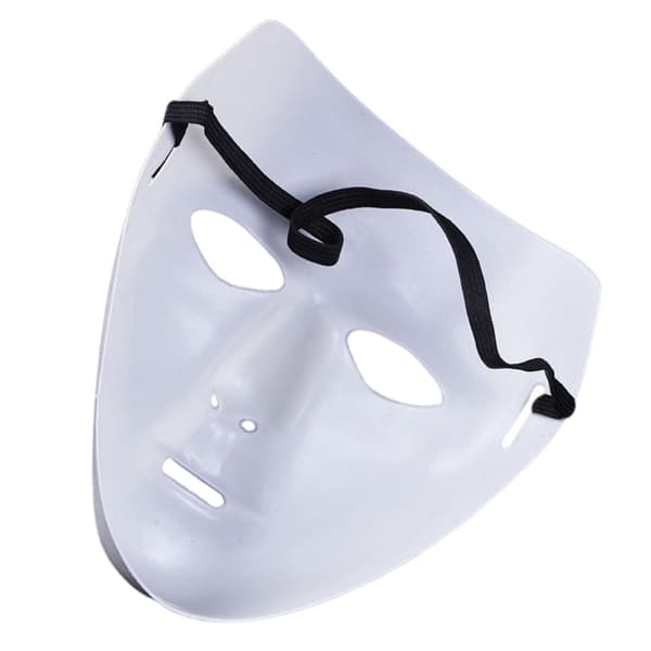 Anonym plastmask med elastiskt band, vit eller röd, one size