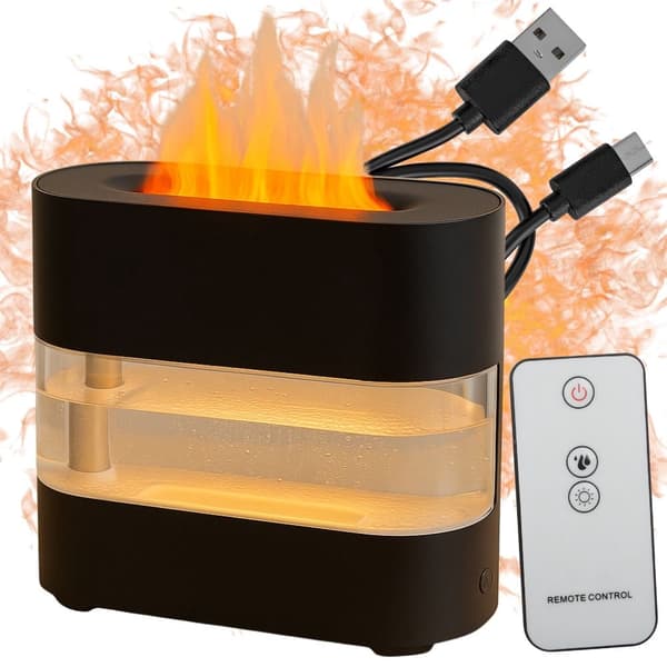 Ultralydsluftfugter 300 ml med LED-flammeeffekt aromaterapi USB-C