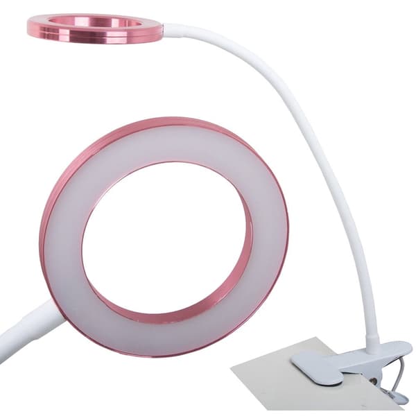 LED skrivbordslampa med klämma 24 LED USB vit/rosa maxhöjd 53 cm