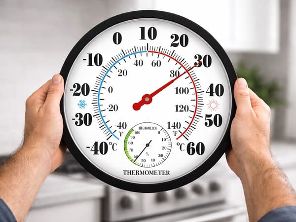 Väggtermometer med hygrometer analog 25 cm, svart, -40 till 60°C