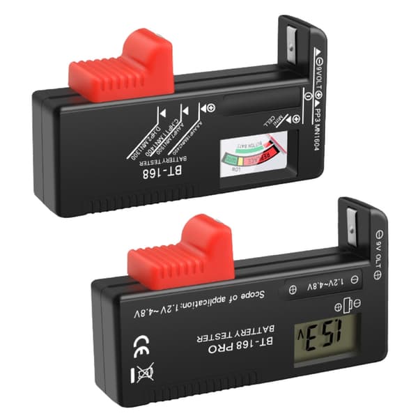 Batteritester til AA/AAA/R14/R20/CR 1,5V/9V uden egen strøm