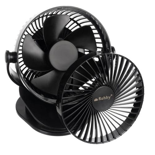 Trådløs klemmeventilator USB-C 360° justerbar 3 tilstande 1200 mAh sort
