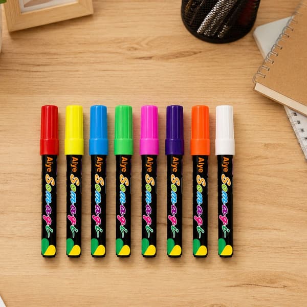 Neonmarkörer 8-pack flytande flerfärgade med mejselspets