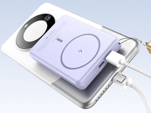 Magnetisk powerbank 5000 mAh 15W trådløs USB-C/Lightning mixfarve