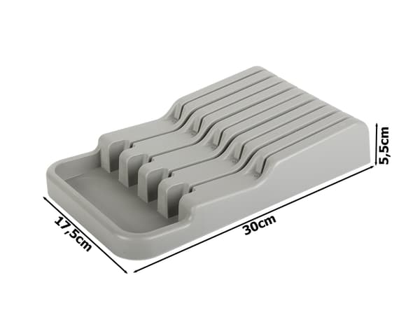 Knivindsats til skuffe 9 rum plast grå 17,5x30x5,5 cm