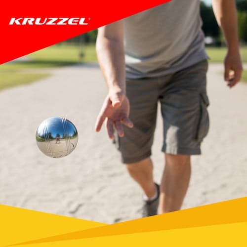 Boules set 8 kromade bollar 73 mm med träkula, måttsnöre & fodral