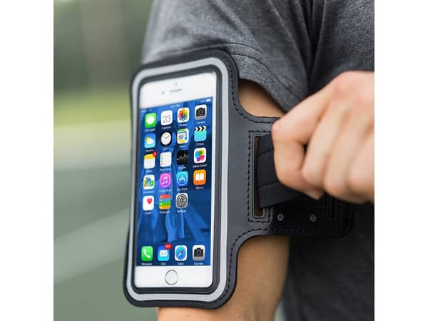 Mobilarmbånd til løb neopren sort til telefon op til 8,5x15 cm