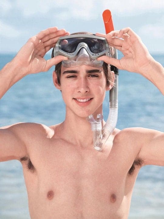 Snorkelset med mask i härdat glas och fenor 41-46, torrventil