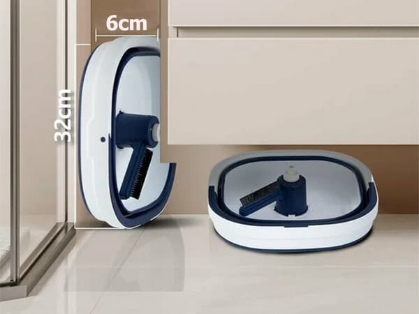 360° roterende moppe med spand, teleskopskaft 130 cm, 2 mikrofiberklude