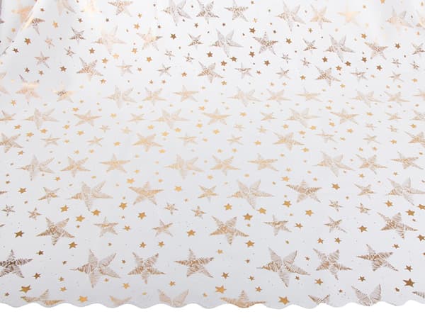 Juledug polyester hvid med stjerner/snefnug 140 x 220 cm