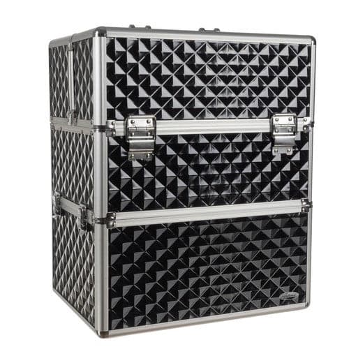 XL kosmetikkuffert/kosmetikcase ABS låsbar foldbar 42,5x35x24,5 sort
