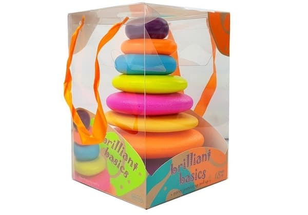 Stapelleksak ringpyramid 7 ringar mjuk plast 18+ mån 25 cm
