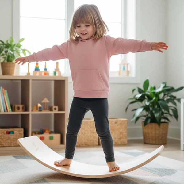 Balansbräda i trä 82x30 cm Montessori gungbräda för barn 3+ vuxna