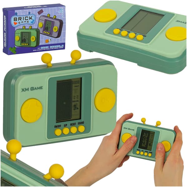 Handhållen retro spelkonsol grön med inbyggda spel, 2x AAA (ingår ej) Grön
