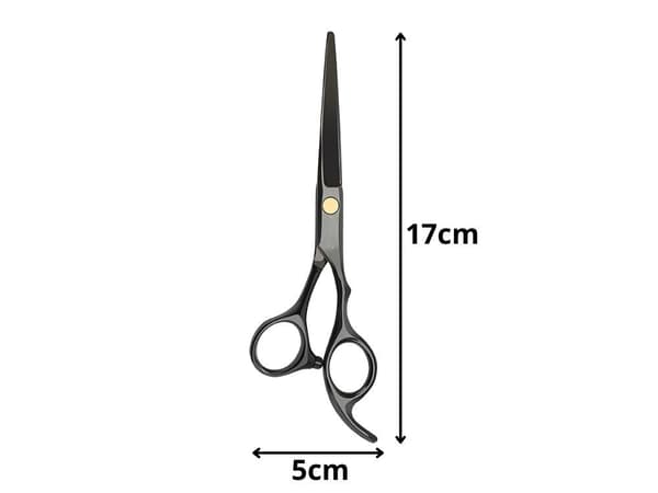 Frisørsaks til hårklipning 17 cm med fingerstøtte + smøremiddel