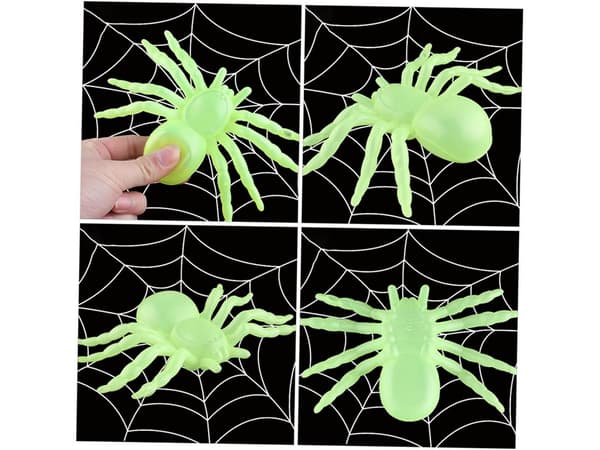 Halloween-edderkopper selvlysende 11x7 cm 2-pak plast grøn
