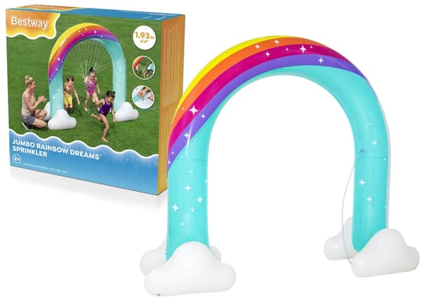 Uppblåsbar regnbågsvattenfall sprinkler för trädgårdsslang 221x71 cm